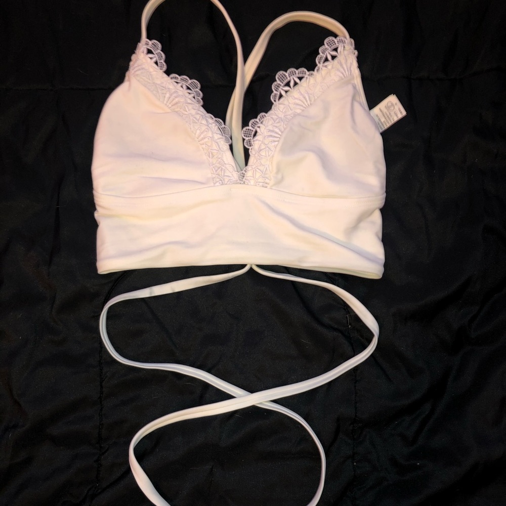 HOLLISTER White tie around bikini top